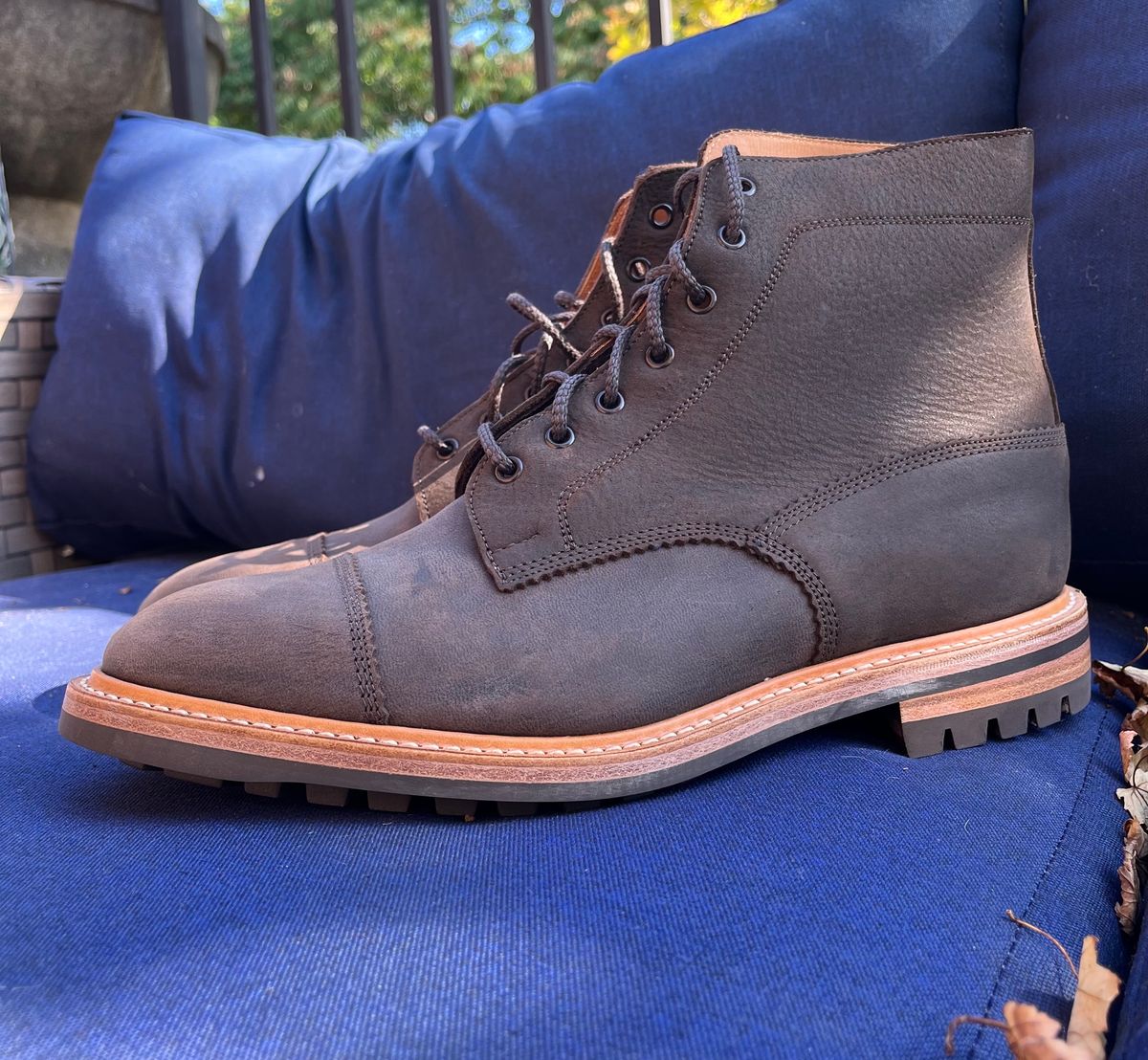 Photo by raw_indighoul on October 2, 2023 of the Tricker's x Division Road Dean Boot in C.F. Stead Bronze Unicorn Elk.