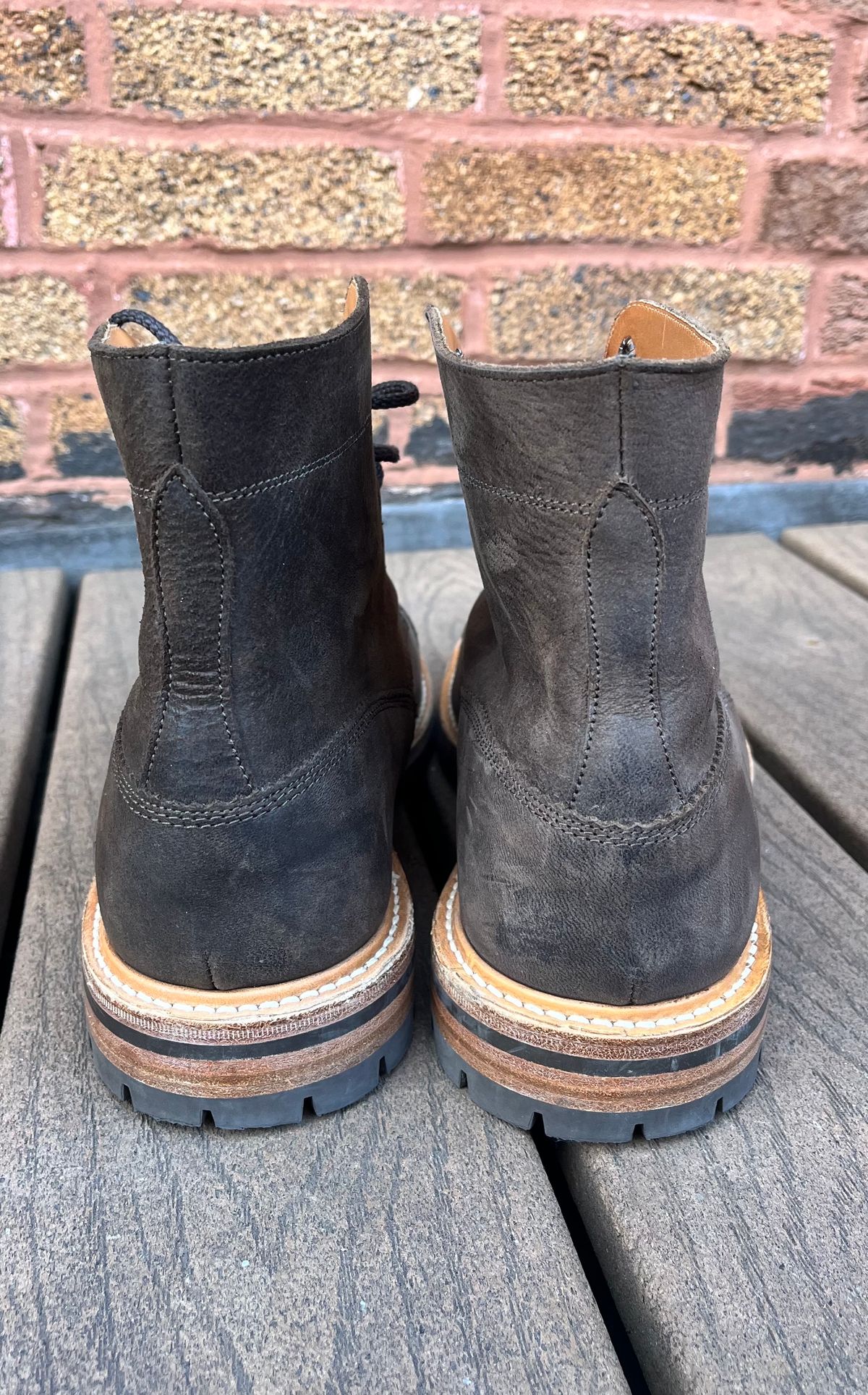 Photo by raw_indighoul on January 4, 2024 of the Tricker's x Division Road Dean Boot in C.F. Stead Bronze Unicorn Elk.