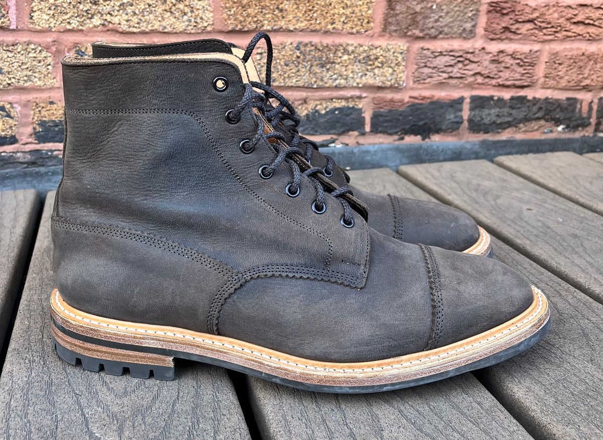 Photo by raw_indighoul on January 4, 2024 of the Tricker's x Division Road Dean Boot in C.F. Stead Bronze Unicorn Elk.