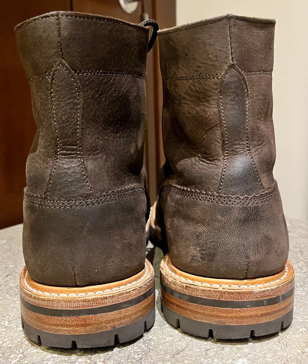 Photo by raw_indighoul on February 6, 2024 of the Tricker's x Division Road Dean Boot in C.F. Stead Bronze Unicorn Elk.