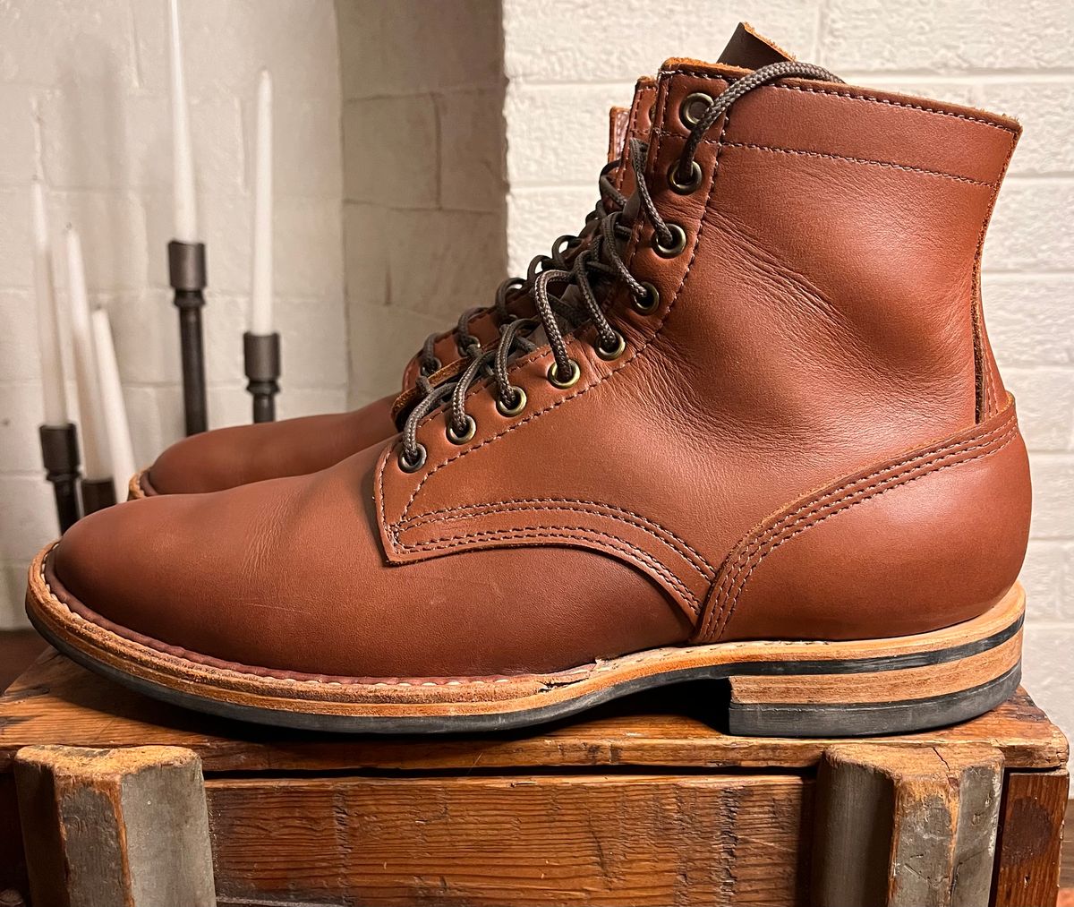 Photo by raw_indighoul on January 6, 2026 of the White's MP-Sherman Plain Toe in Seidel Red Dog Oil Tan.