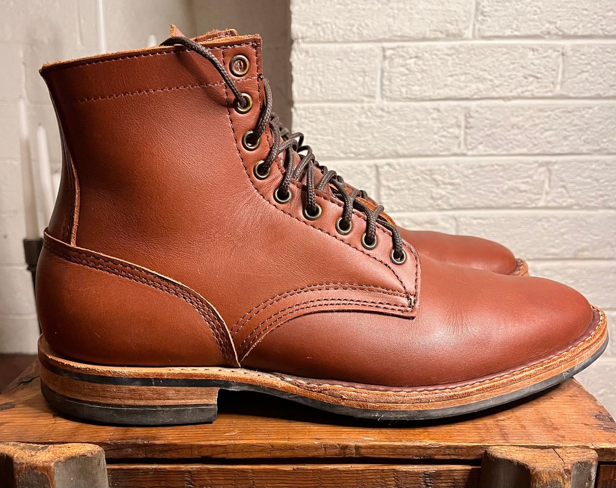 Photo by raw_indighoul on January 6, 2026 of the White's MP-Sherman Plain Toe in Seidel Red Dog Oil Tan.