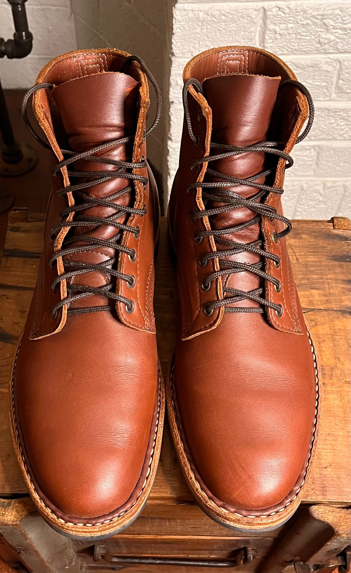 Photo by raw_indighoul on January 6, 2026 of the White's MP-Sherman Plain Toe in Seidel Red Dog Oil Tan.