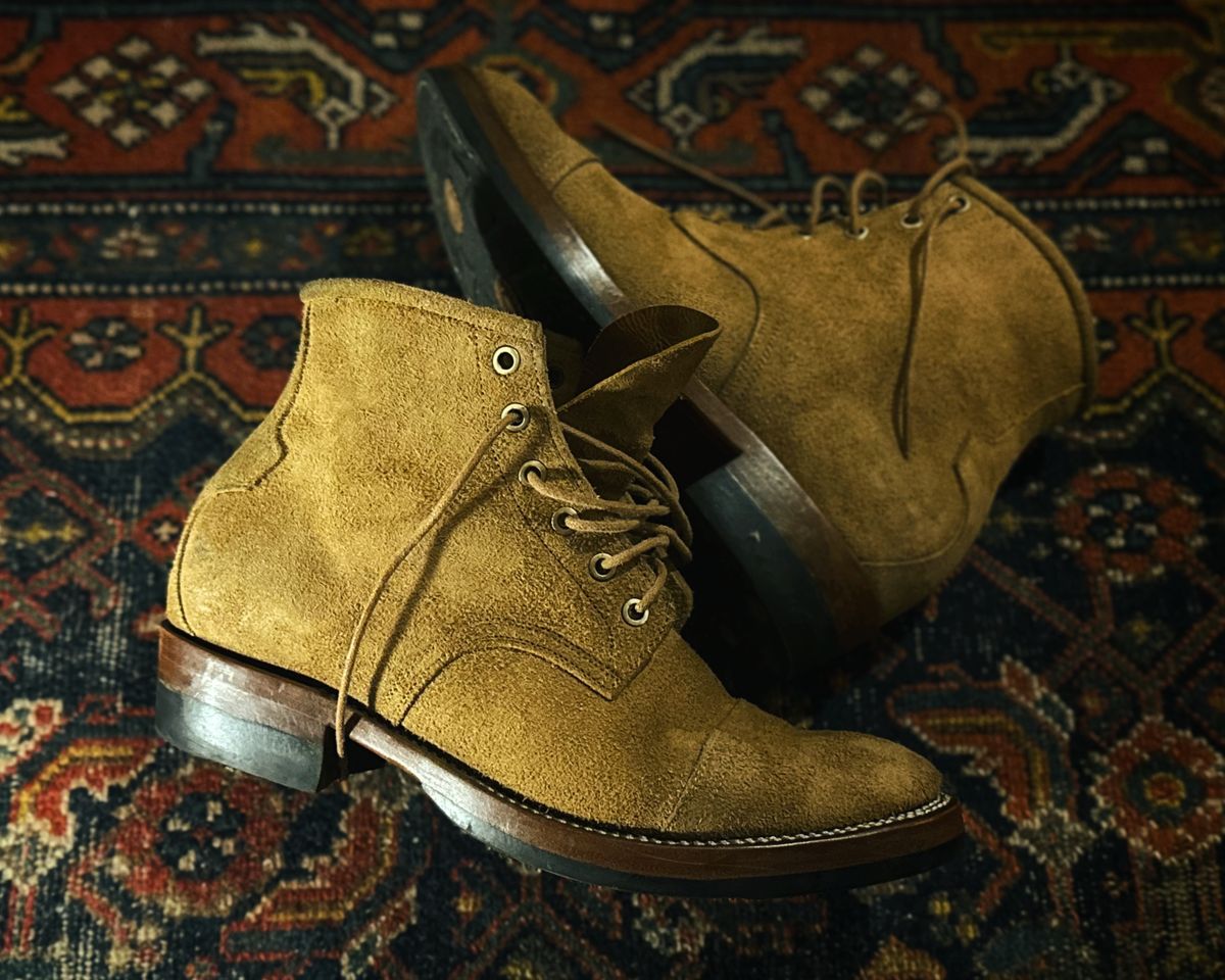 Photo by old_walrus on October 8, 2025 of the Mora Son Shoes De Brazza in Indonesian CH Dark Havana - Roughout.