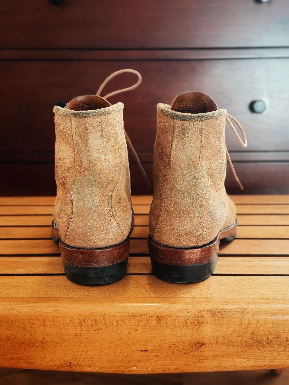 Photo by old_walrus on November 2, 2025 of the Mora Son Shoes De Brazza in Indonesian CH Dark Havana - Roughout.