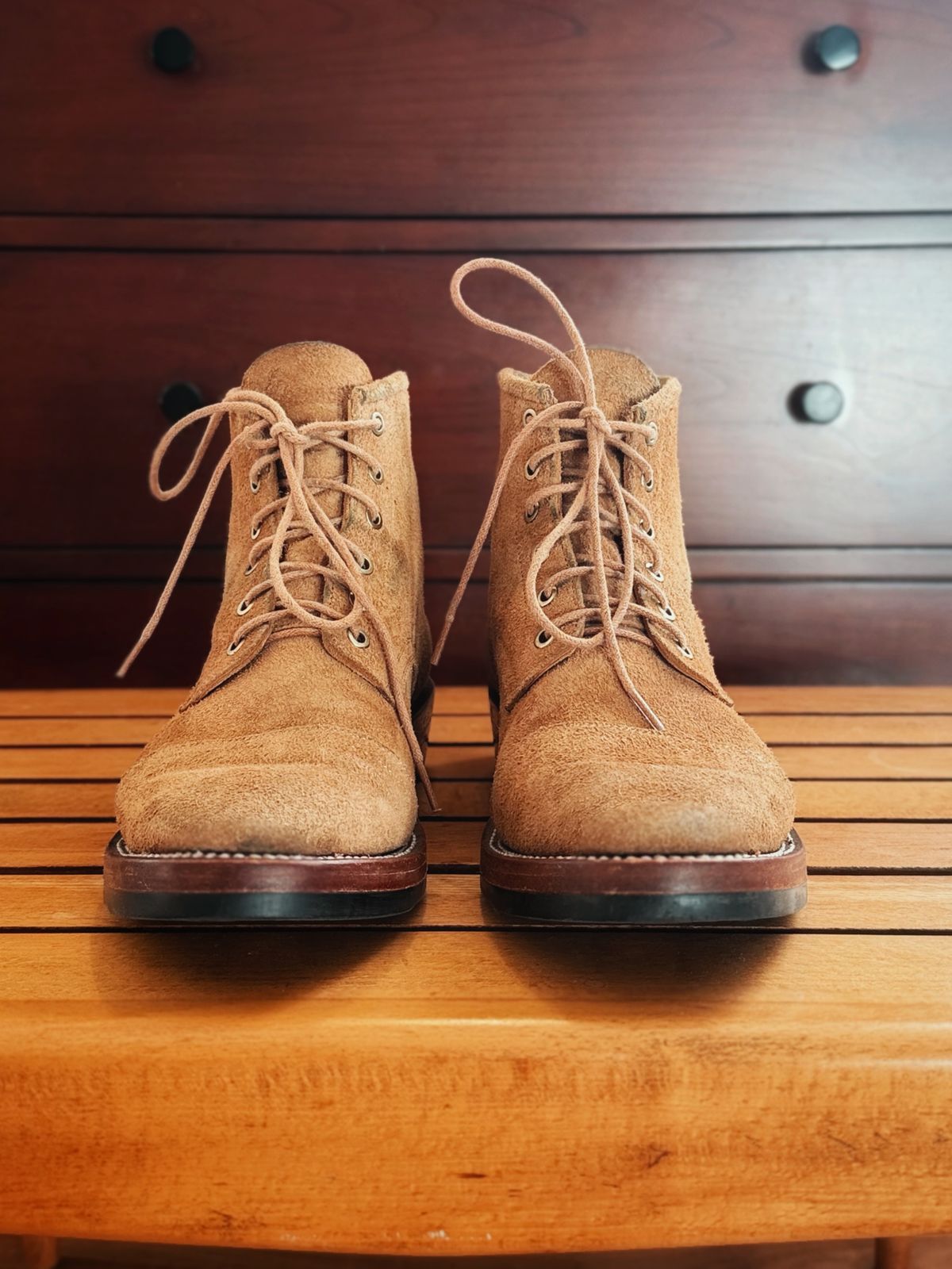 Photo by old_walrus on November 2, 2025 of the Mora Son Shoes De Brazza in Indonesian CH Dark Havana - Roughout.