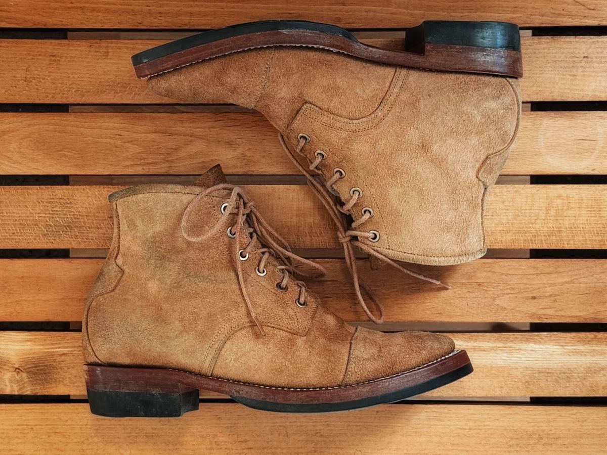 Photo by old_walrus on November 2, 2025 of the Mora Son Shoes De Brazza in Indonesian CH Dark Havana - Roughout.