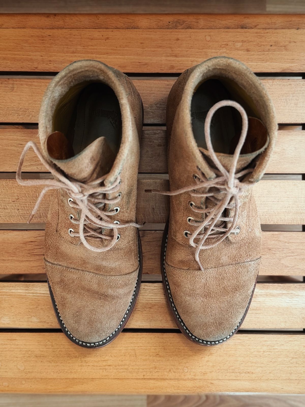 Photo by old_walrus on November 2, 2025 of the Mora Son Shoes De Brazza in Indonesian CH Dark Havana - Roughout.