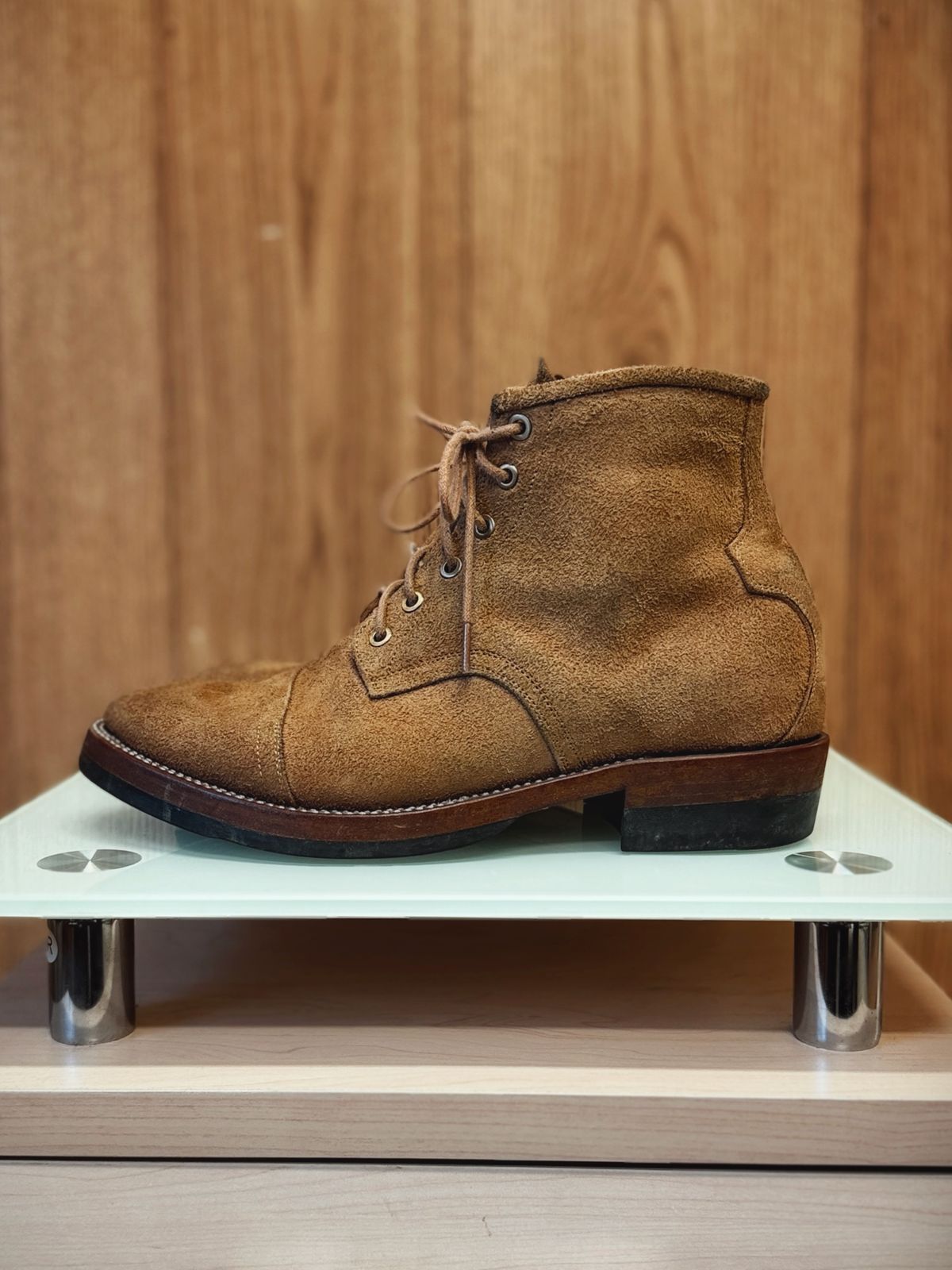 Photo by old_walrus on December 4, 2025 of the Mora Son Shoes De Brazza in Indonesian CH Dark Havana - Roughout.