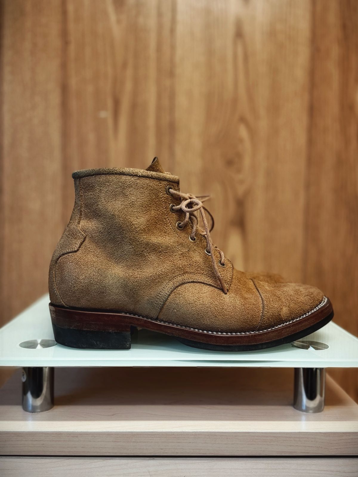 Photo by old_walrus on December 4, 2025 of the Mora Son Shoes De Brazza in Indonesian CH Dark Havana - Roughout.