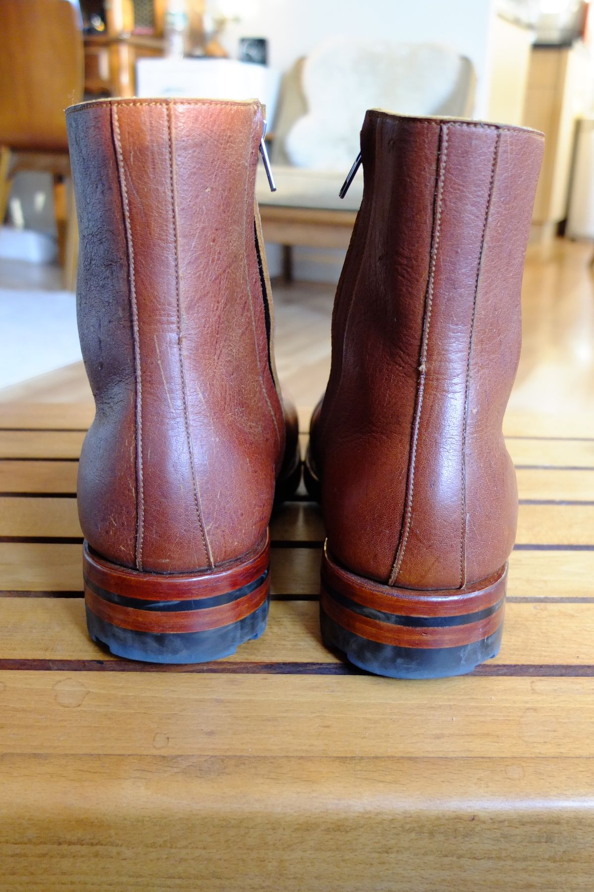 Photo by old_walrus on November 3, 2023 of the Briselblack The Stride Side Zip Boots in C.F. Stead Dragon's Blood Kudu.