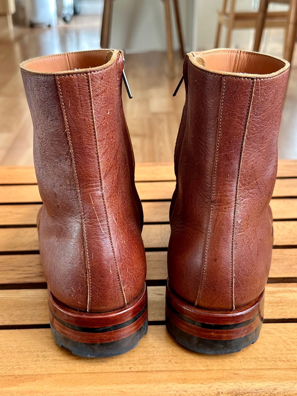 Photo by old_walrus on February 3, 2024 of the Briselblack The Stride Side Zip Boots in C.F. Stead Dragon's Blood Kudu.