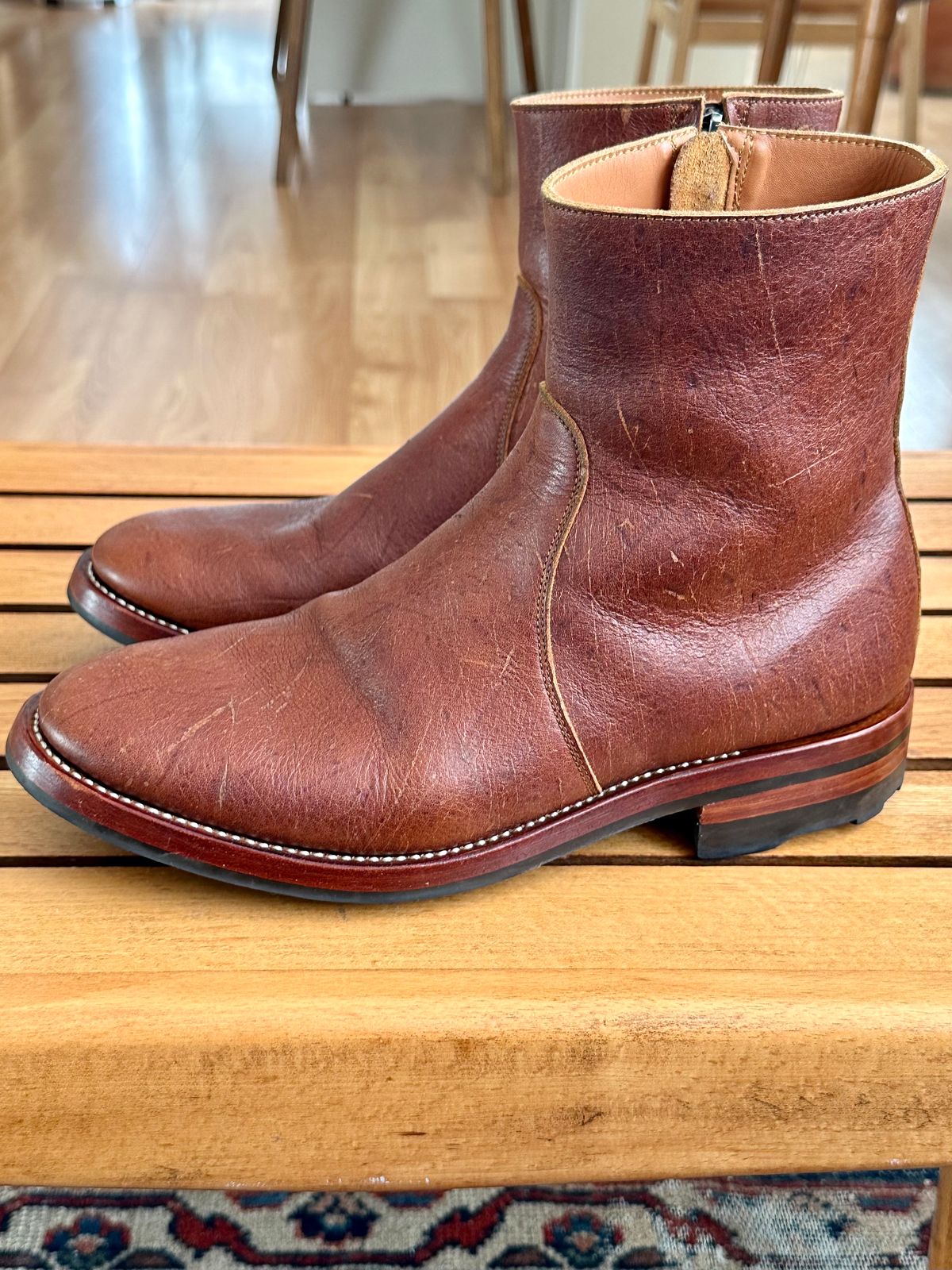 Photo by old_walrus on February 3, 2024 of the Briselblack The Stride Side Zip Boots in C.F. Stead Dragon's Blood Kudu.