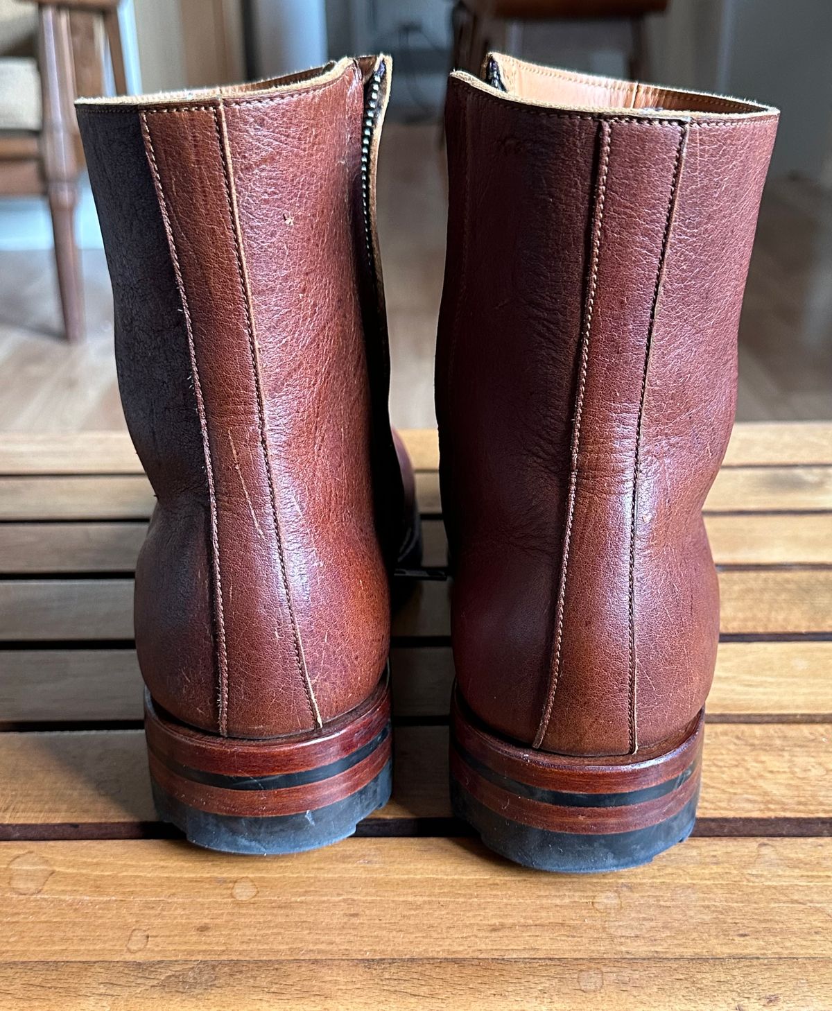 Photo by old_walrus on March 1, 2024 of the Briselblack The Stride Side Zip Boots in C.F. Stead Dragon's Blood Kudu.