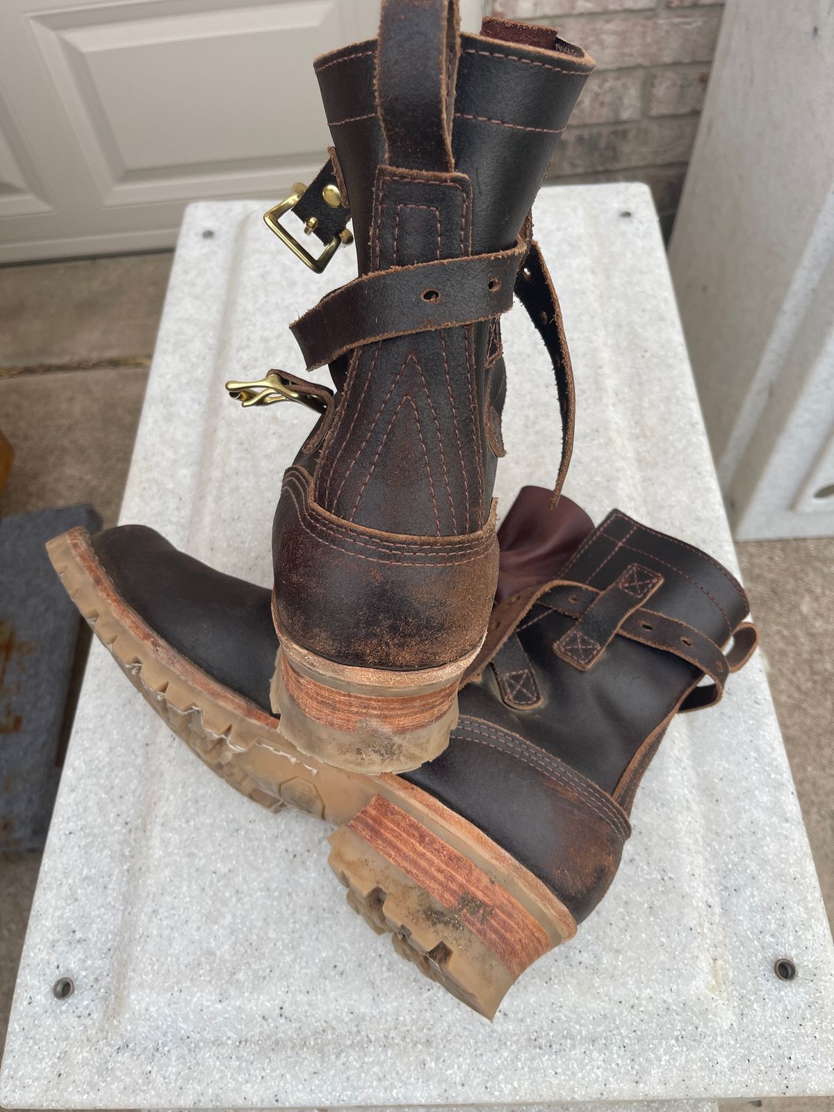 Photo by staceydude on November 16, 2023 of the Nicks TankerPro in Horween Brown Waxed Flesh.
