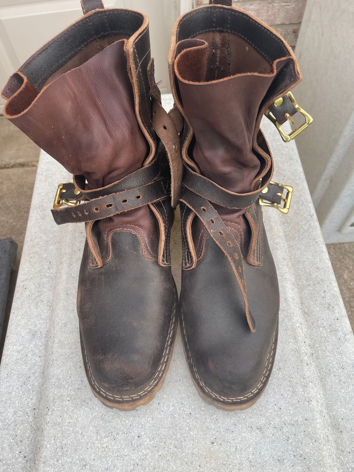 Photo by staceydude on November 16, 2023 of the Nicks TankerPro in Horween Brown Waxed Flesh.
