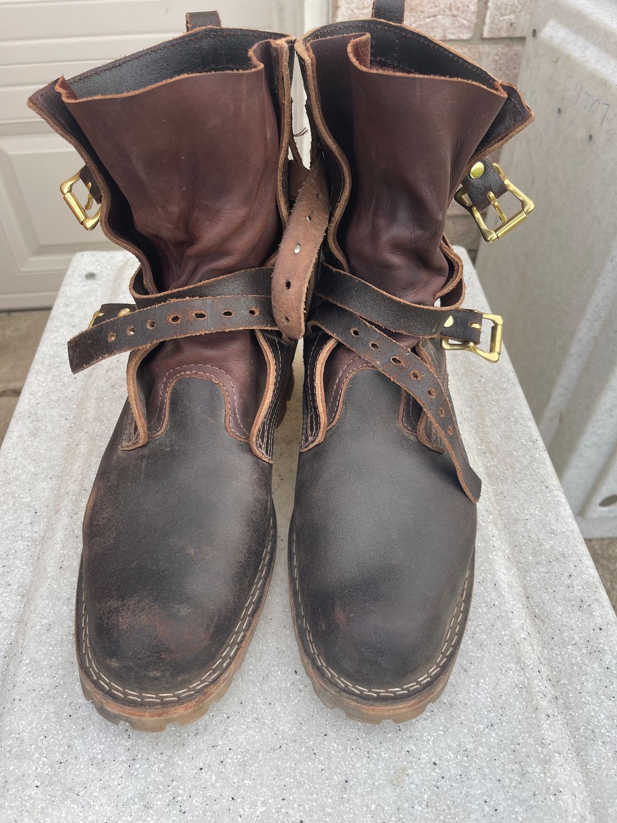Photo by staceydude on November 16, 2023 of the Nicks TankerPro in Horween Brown Waxed Flesh.