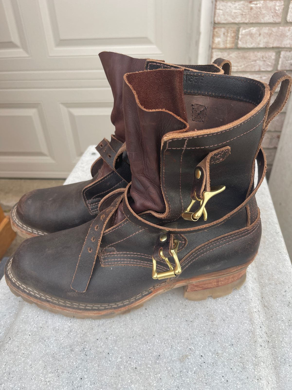 Photo by staceydude on November 16, 2023 of the Nicks TankerPro in Horween Brown Waxed Flesh.