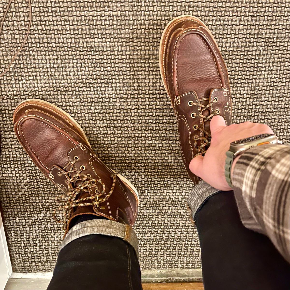 Photo by bootsandblocks on December 3, 2022 of the Grant Stone Field Boot in Seidel Walnut Bison.