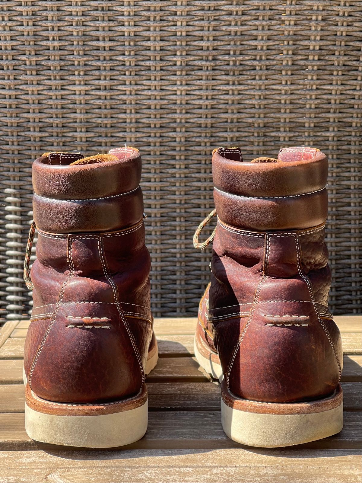 Photo by bootsandblocks on April 2, 2023 of the Grant Stone Field Boot in Seidel Walnut Bison.