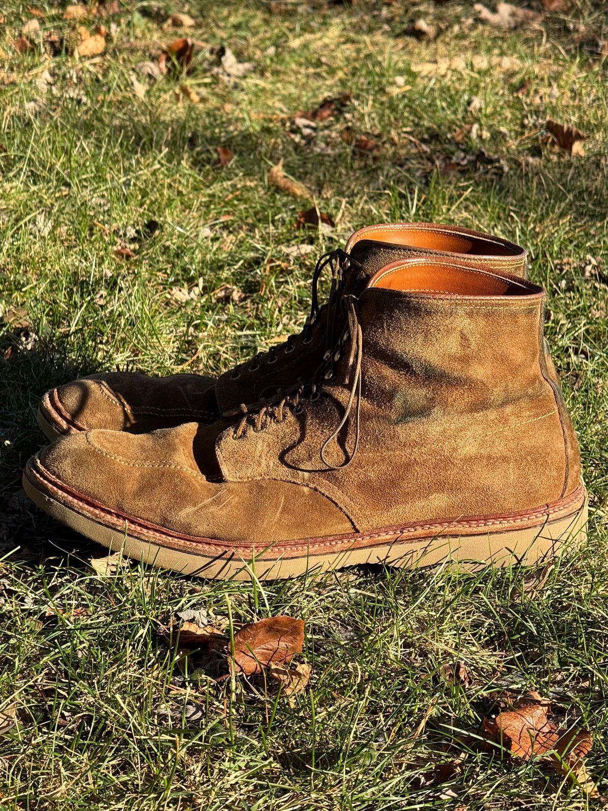 Photo by bootsandblocks on January 4, 2025 of the Alden Indy Boot in Snuff Suede.