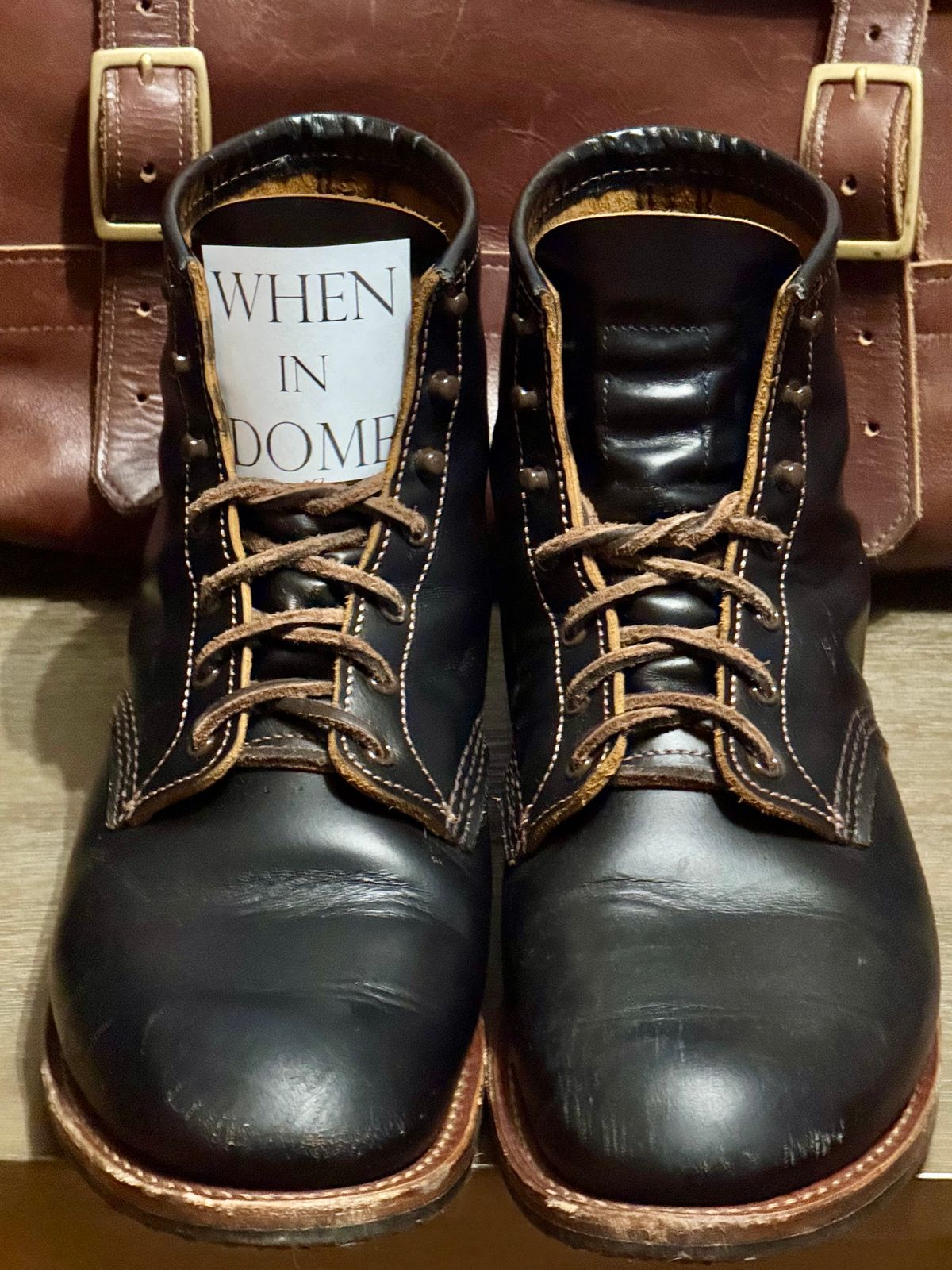 Photo by bootsandblocks on November 4, 2024 of the Red Wing Beckman Flatbox in S.B. Foot Black Klondike.