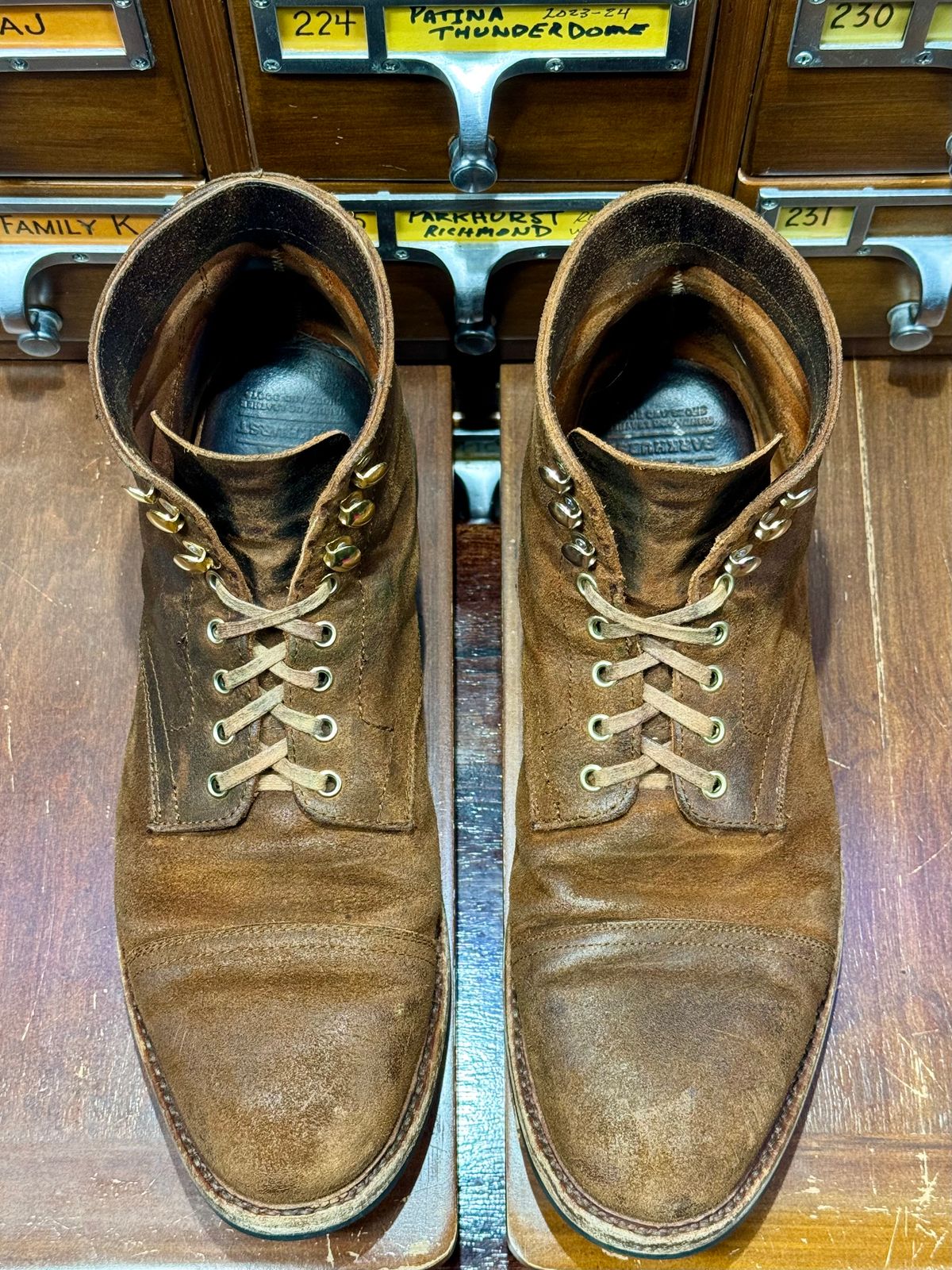 Photo by bootsandblocks on April 3, 2024 of the Parkhurst The Richmond in Rust Waxy.
