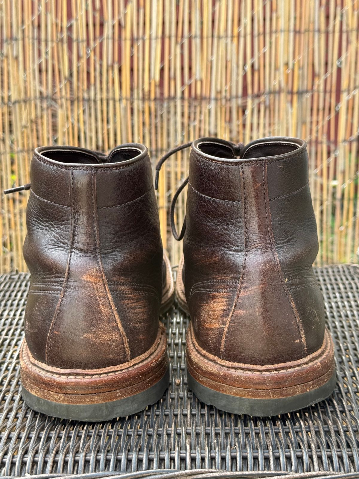 Photo by bootsandblocks on October 1, 2025 of the Alden Indy Boot in Horween Arabica Lux Calfskin.