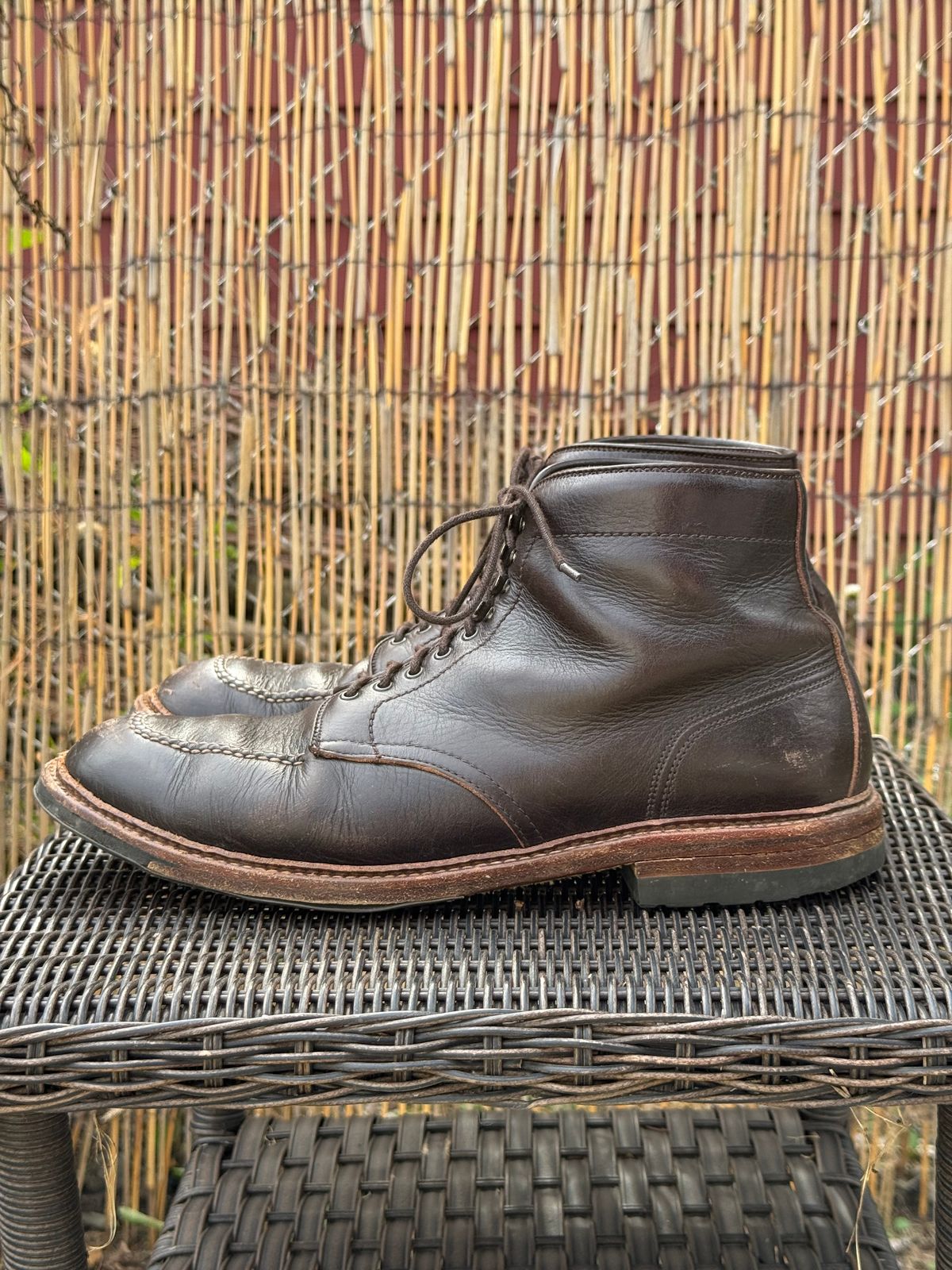 Photo by bootsandblocks on October 1, 2025 of the Alden Indy Boot in Horween Arabica Lux Calfskin.