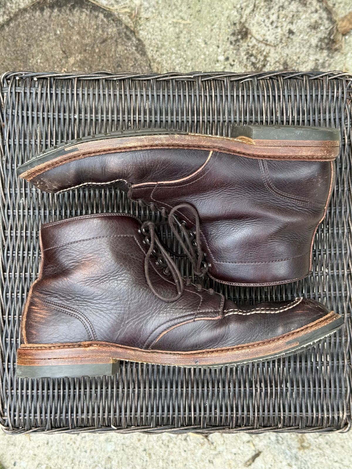Photo by bootsandblocks on October 1, 2025 of the Alden Indy Boot in Horween Arabica Lux Calfskin.