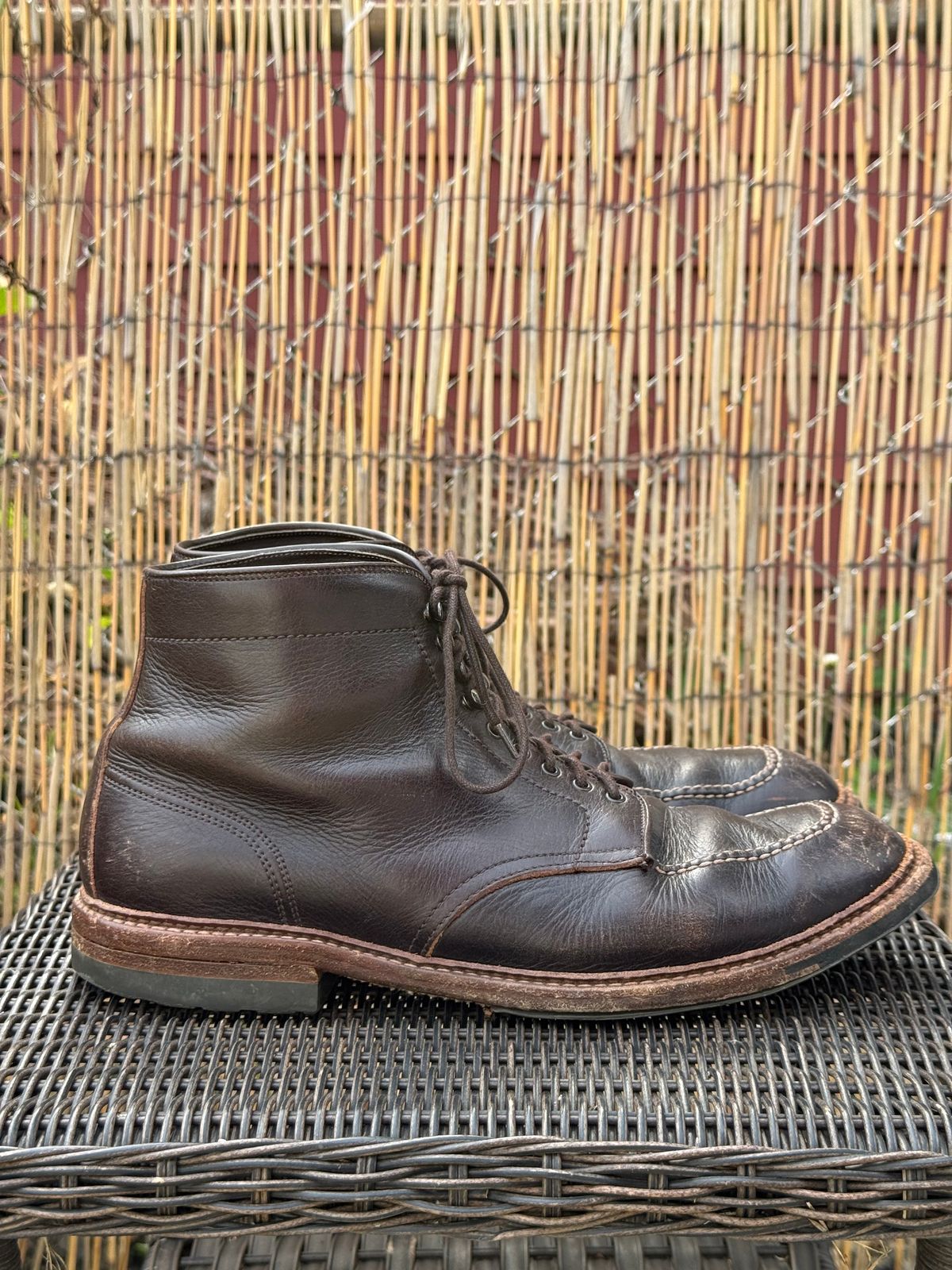 Photo by bootsandblocks on October 1, 2025 of the Alden Indy Boot in Horween Arabica Lux Calfskin.