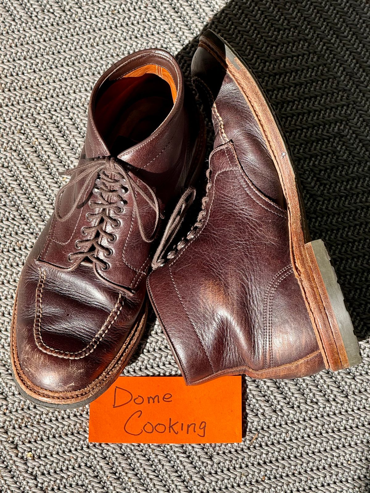 Photo by bootsandblocks on November 3, 2025 of the Alden Indy Boot in Horween Arabica Lux Calfskin.