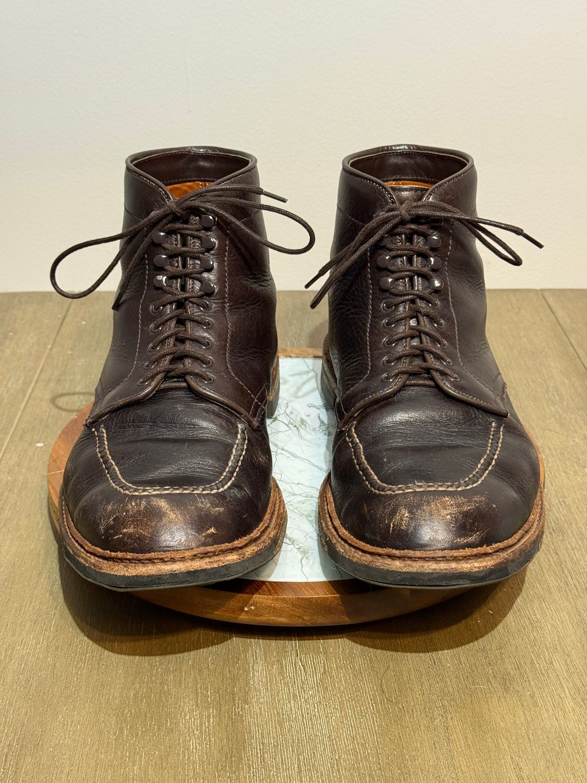 Photo by bootsandblocks on December 6, 2025 of the Alden Indy Boot in Horween Arabica Lux Calfskin.