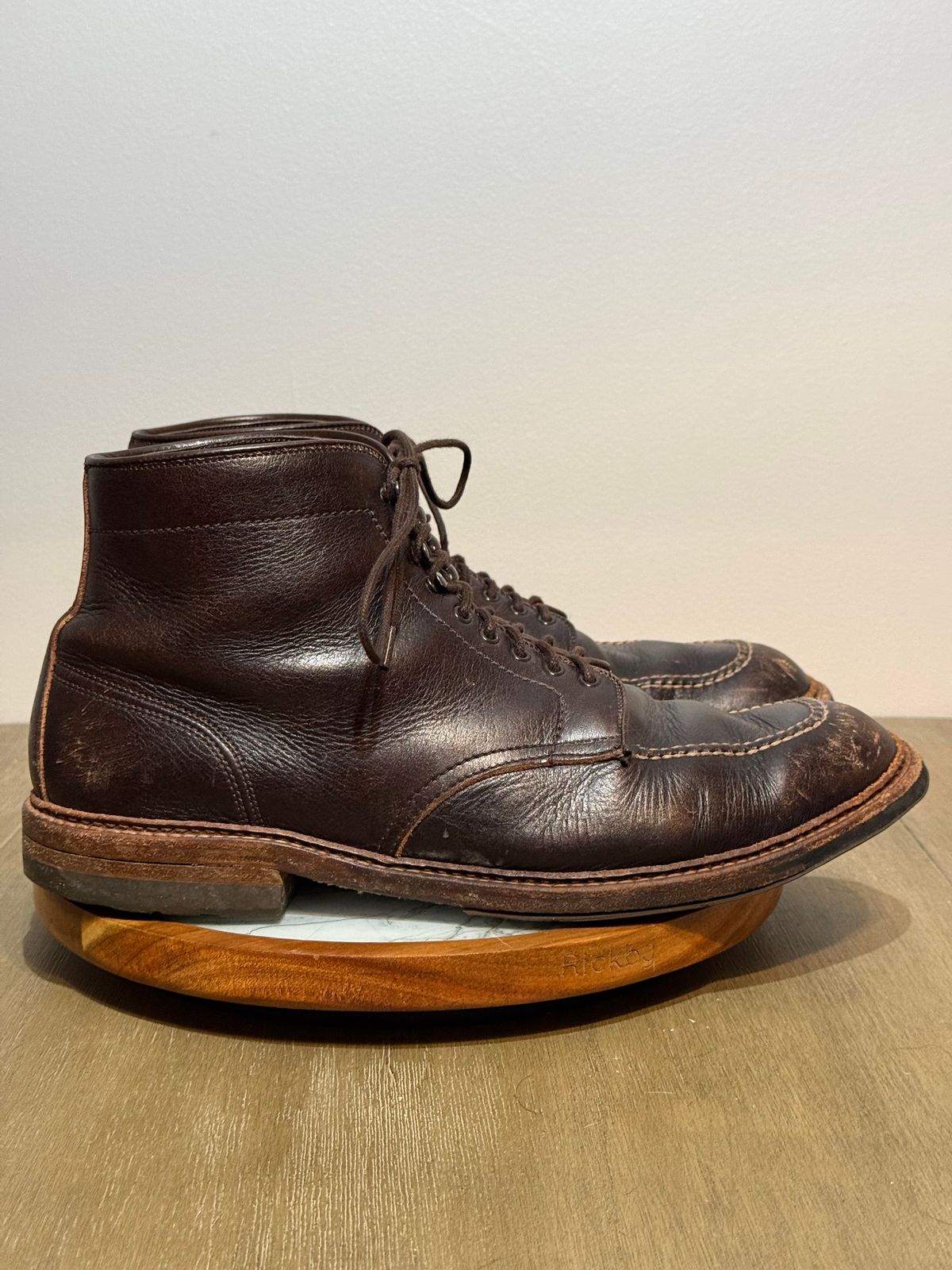 Photo by bootsandblocks on December 6, 2025 of the Alden Indy Boot in Horween Arabica Lux Calfskin.