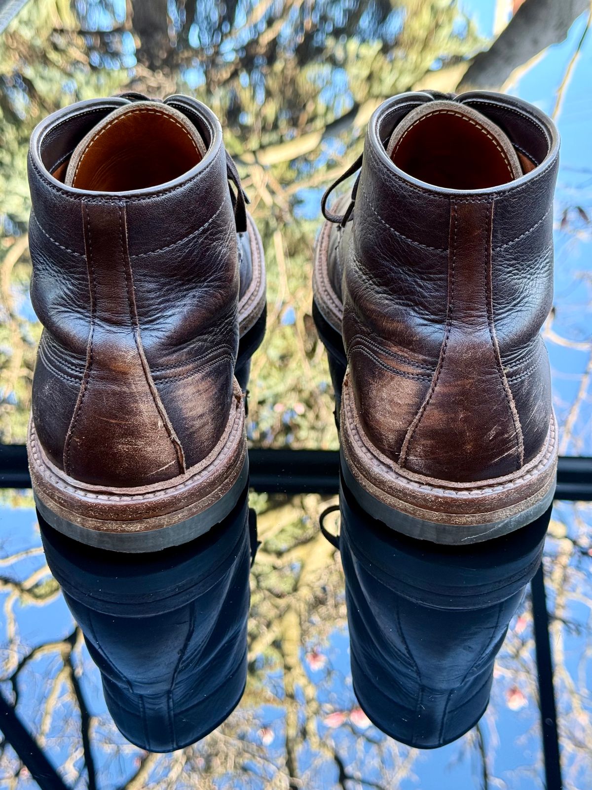 Photo by bootsandblocks on April 5, 2026 of the Alden Indy Boot in Horween Arabica Lux Calfskin.