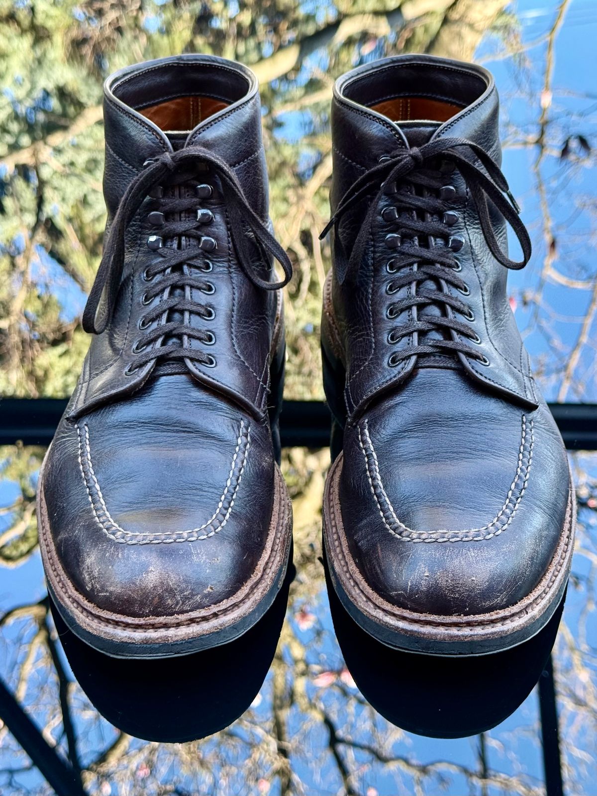Photo by bootsandblocks on April 5, 2026 of the Alden Indy Boot in Horween Arabica Lux Calfskin.