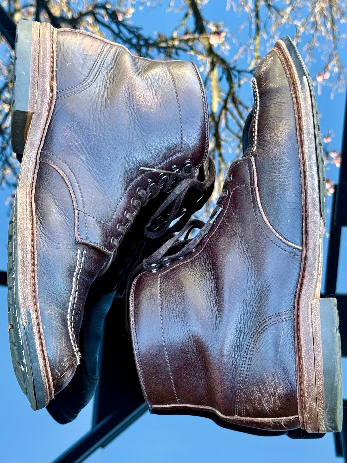 Photo by bootsandblocks on April 5, 2026 of the Alden Indy Boot in Horween Arabica Lux Calfskin.