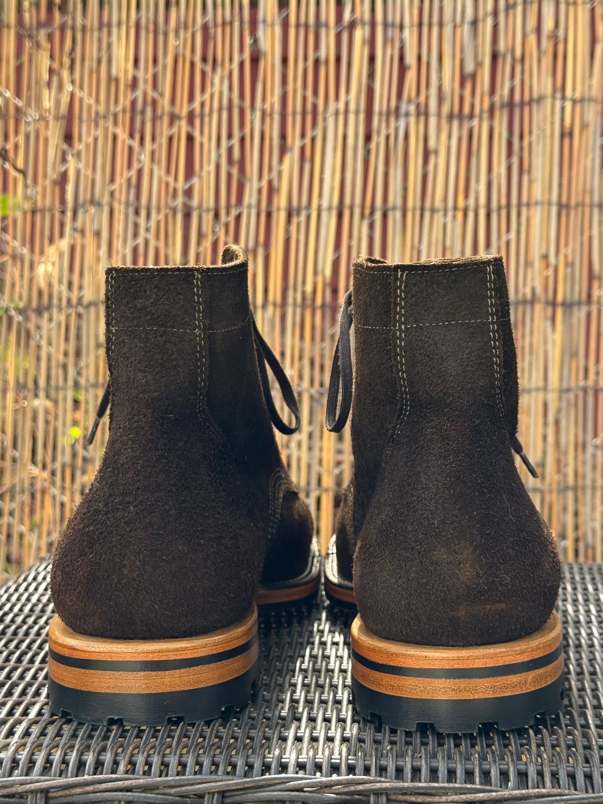Photo by bootsandblocks on October 1, 2025 of the Parkhurst The Richmond Stitchdown in Dark Olive Waxed Roughout.