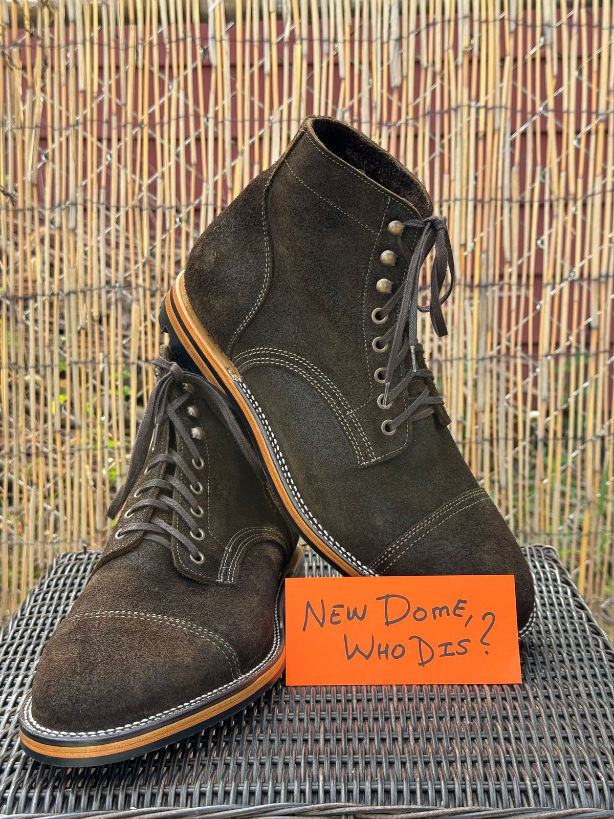Photo by bootsandblocks on October 1, 2025 of the Parkhurst The Richmond Stitchdown in Dark Olive Waxed Roughout.