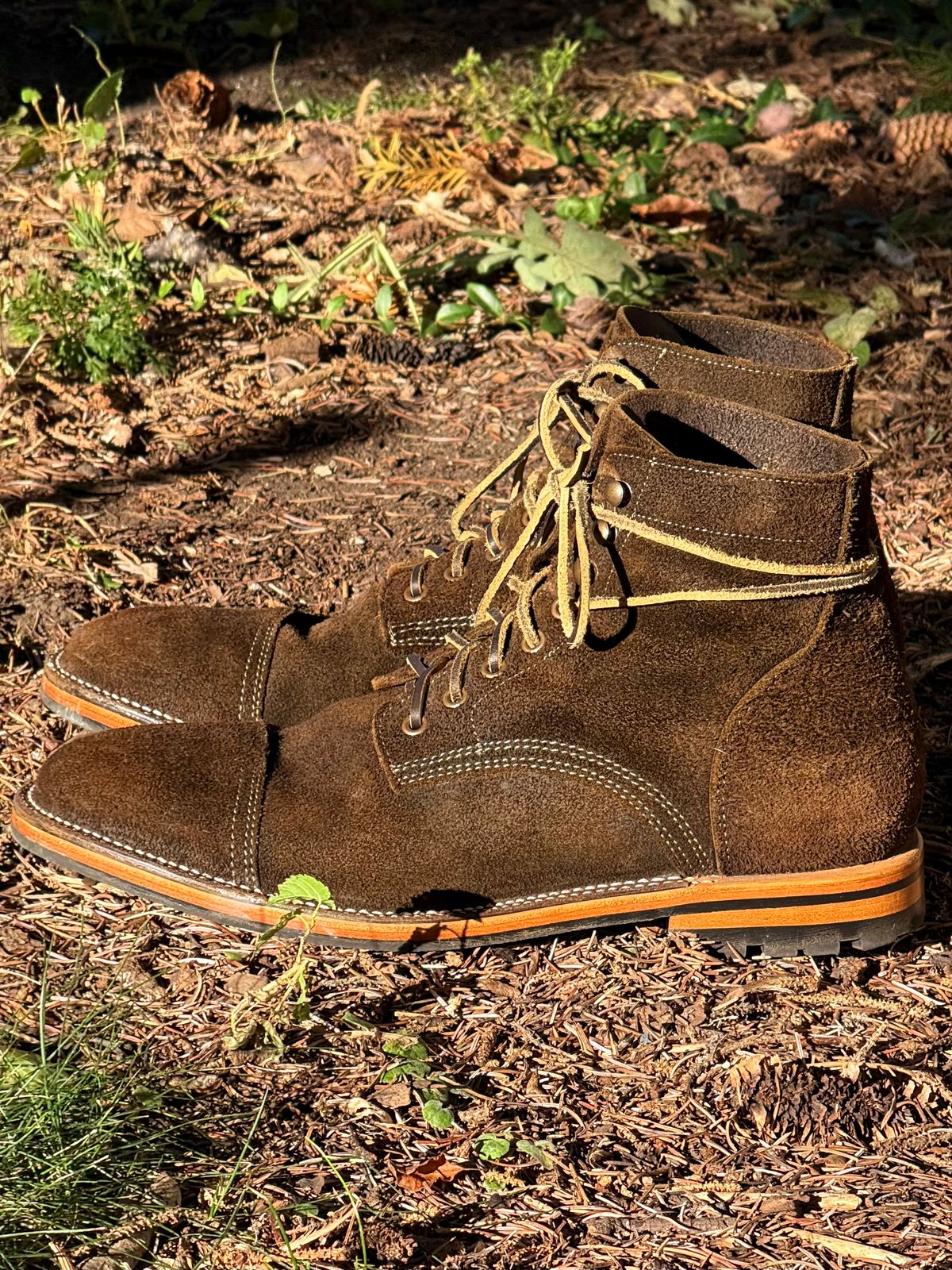 Photo by bootsandblocks on November 3, 2025 of the Parkhurst The Richmond Stitchdown in Dark Olive Waxed Roughout.