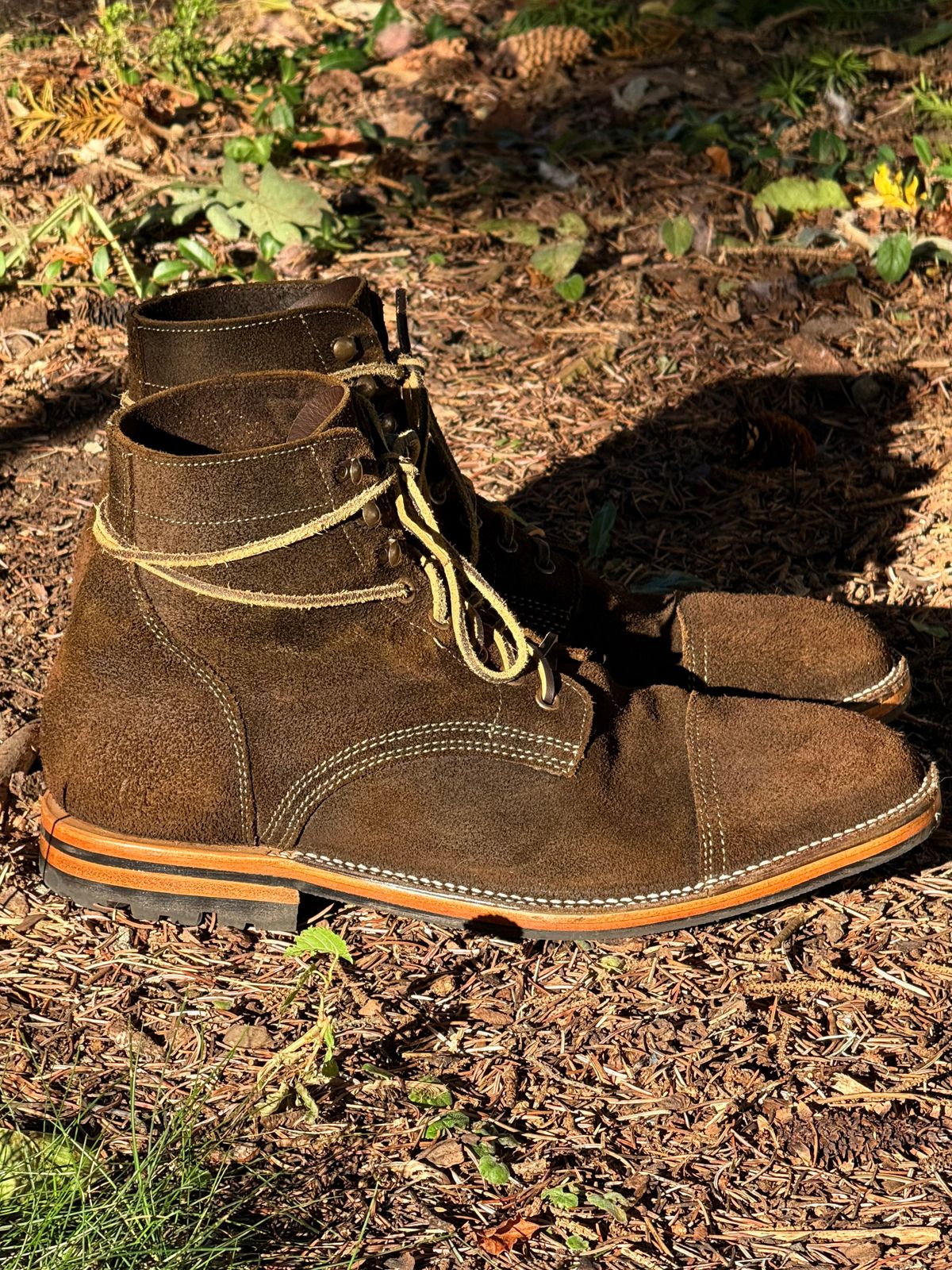 Photo by bootsandblocks on November 3, 2025 of the Parkhurst The Richmond Stitchdown in Dark Olive Waxed Roughout.