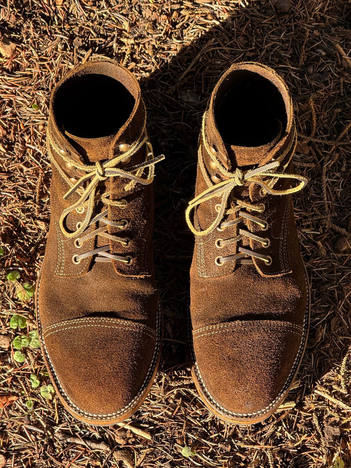 Photo by bootsandblocks on November 3, 2025 of the Parkhurst The Richmond Stitchdown in Dark Olive Waxed Roughout.