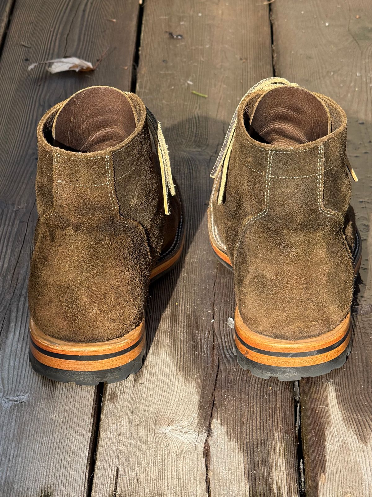 Photo by bootsandblocks on January 5, 2026 of the Parkhurst The Richmond Stitchdown in Dark Olive Waxed Roughout.