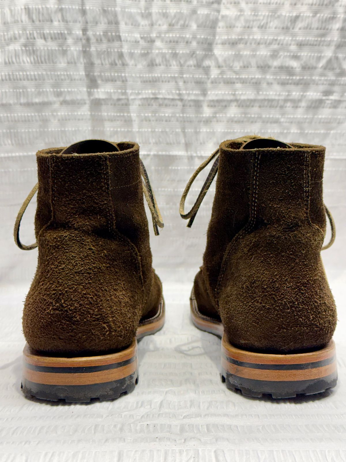 Photo by bootsandblocks on February 5, 2026 of the Parkhurst The Richmond Stitchdown in Dark Olive Waxed Roughout.