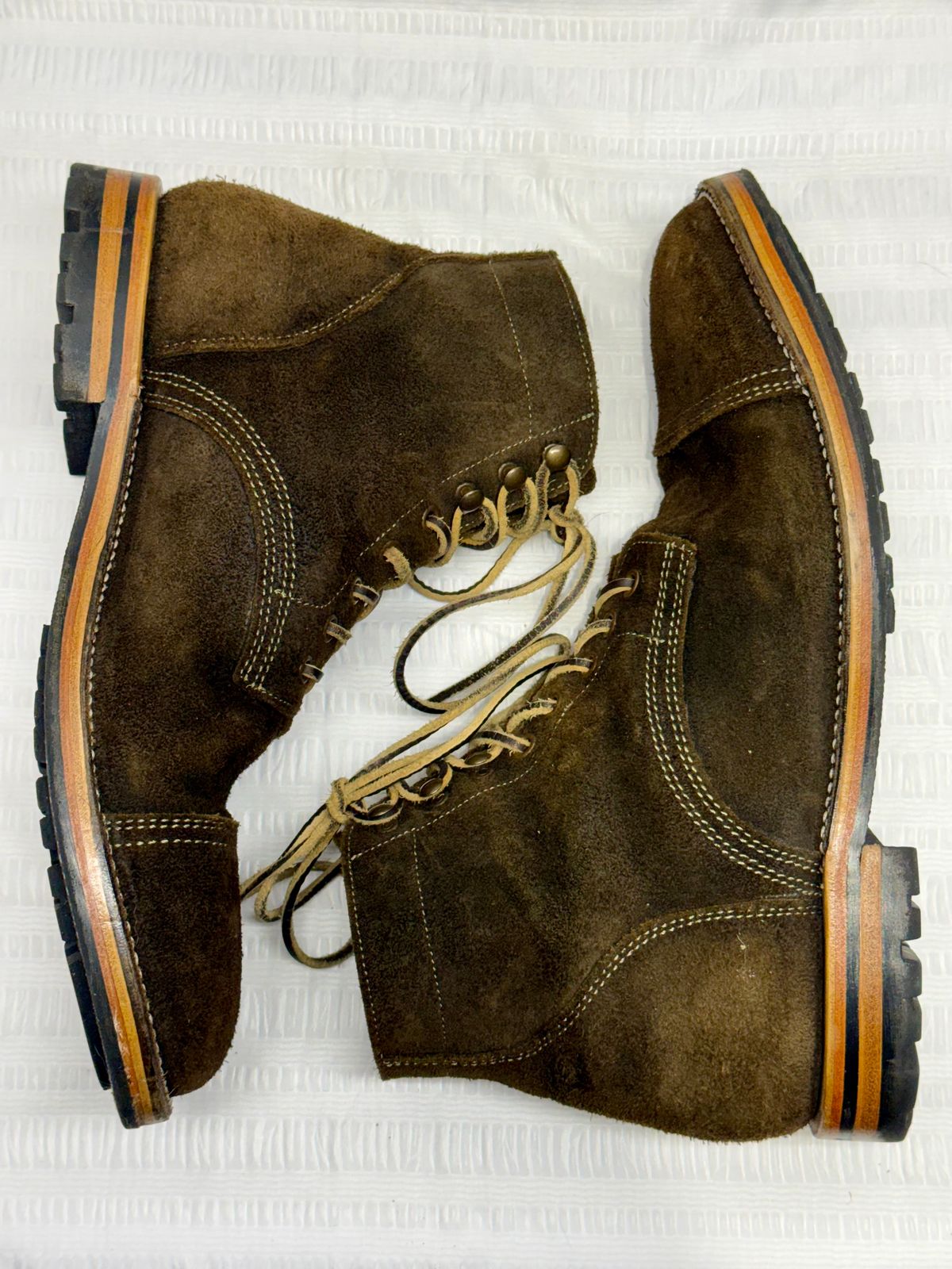 Photo by bootsandblocks on February 5, 2026 of the Parkhurst The Richmond Stitchdown in Dark Olive Waxed Roughout.