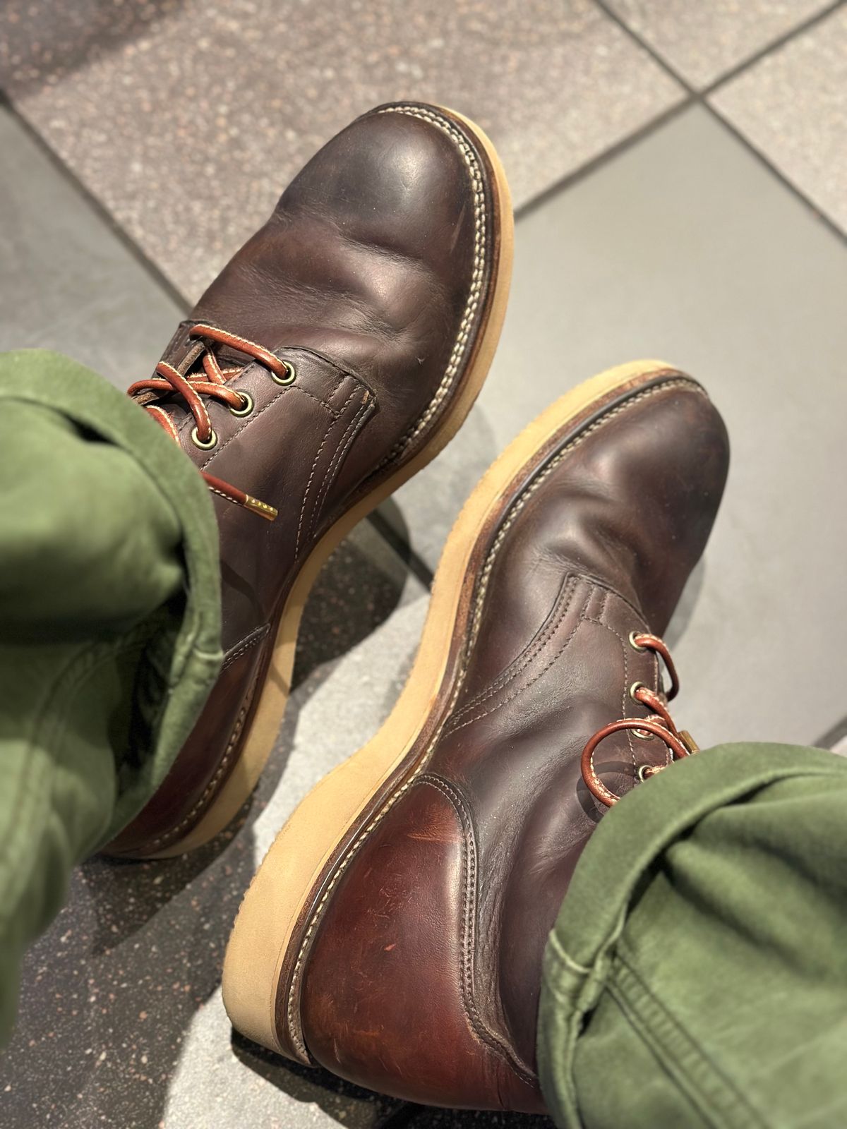 Photo by northsouthdenimguy on August 7, 2024 of the Viberg Service Boot in Horween Crust Chromexcel.