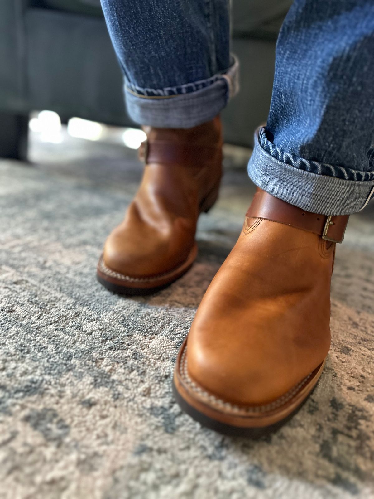 Photo by northsouthdenimguy on May 30, 2025 of the Wesco 7500 Engineer in Seidel British Tan Domain.