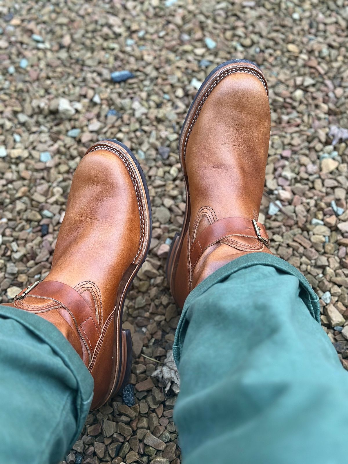 Photo by northsouthdenimguy on August 7, 2025 of the Wesco 7500 Engineer in Seidel British Tan Domain.
