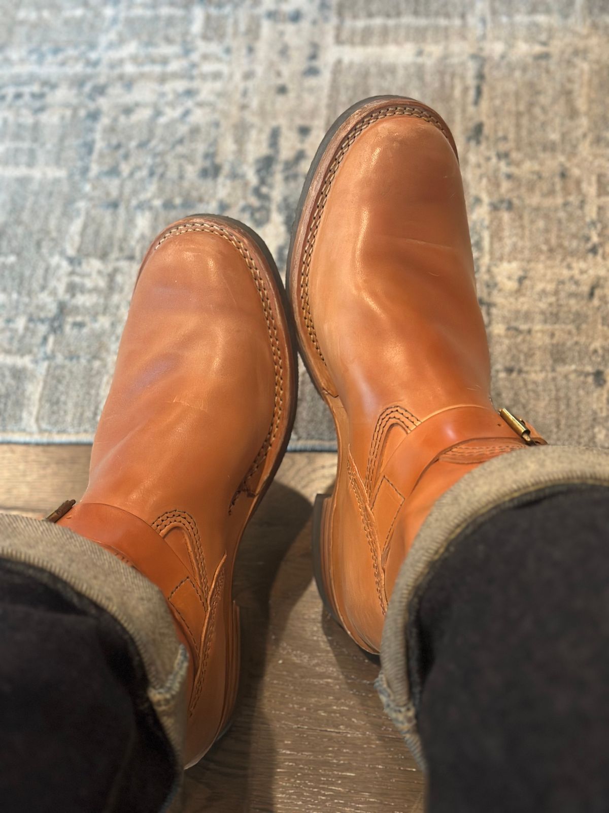 Photo by northsouthdenimguy on October 3, 2025 of the Wesco X Iron Heart Mister Lou in Maryam Natural Horsebutt.