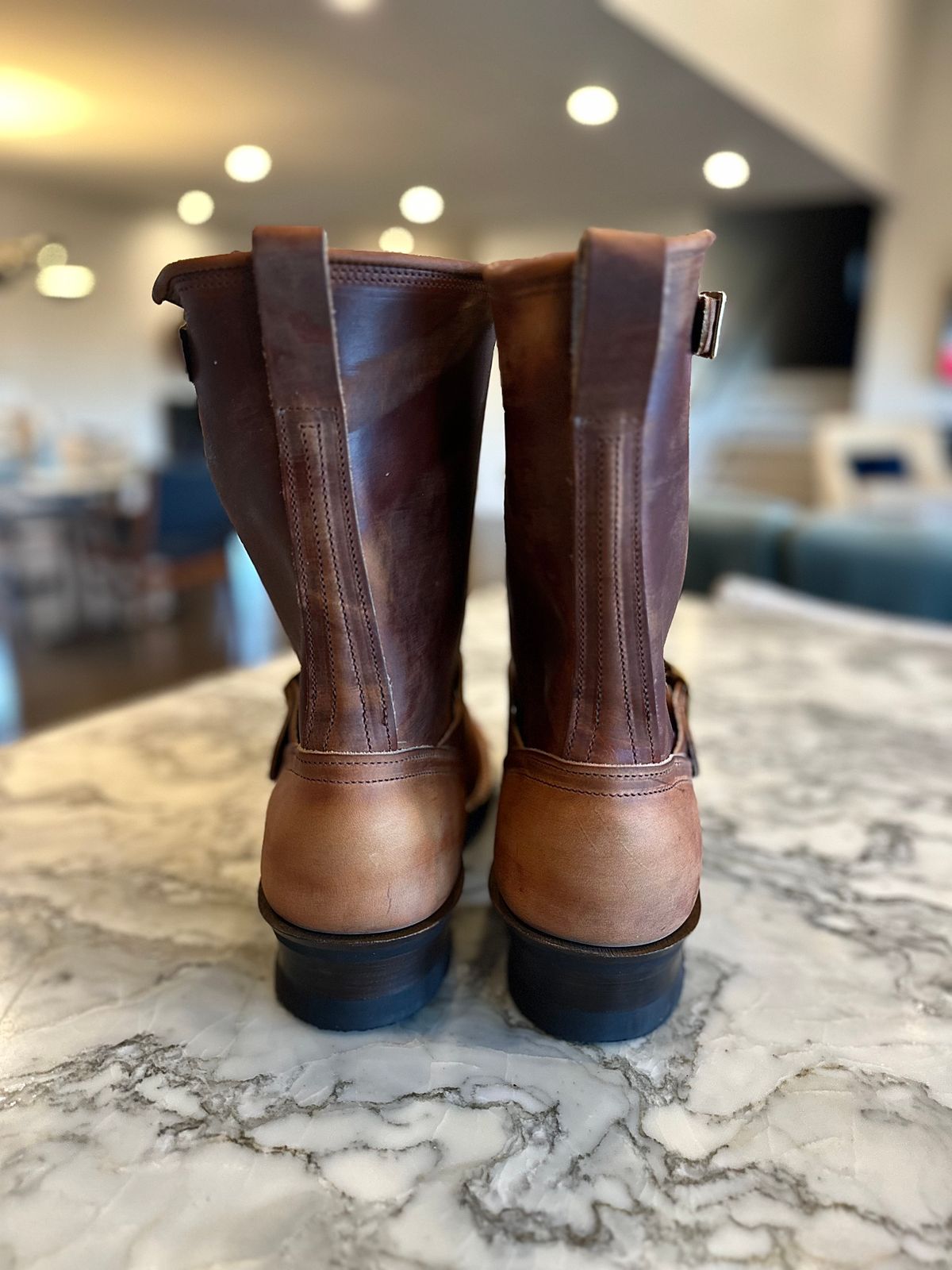 Photo by northsouthdenimguy on March 12, 2026 of the Nicks StationMaster in Wickett & Craig Double Stuffed Tan “Rough Cut”.